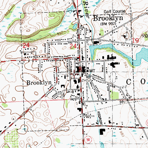 Topographic Map of Village of Brooklyn, MI