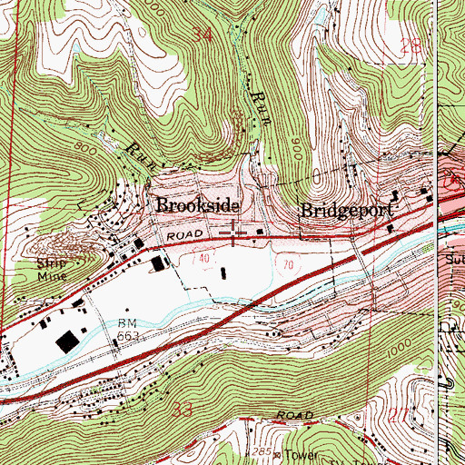 Topographic Map of Village of Brookside, OH