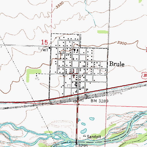 Topographic Map of Village of Brule, NE