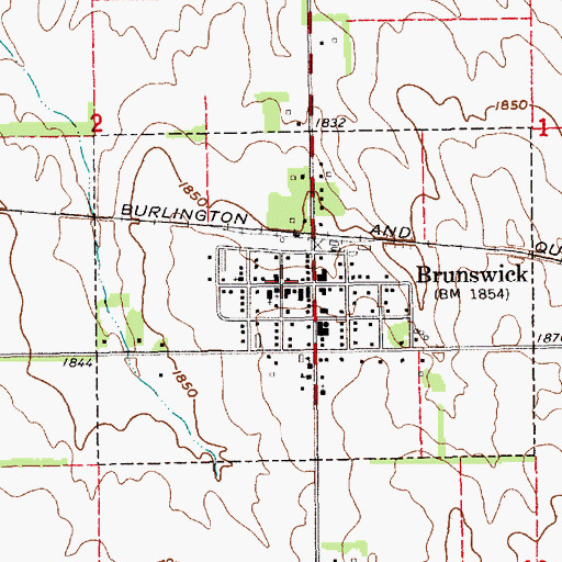 Topographic Map of Village of Brunswick, NE
