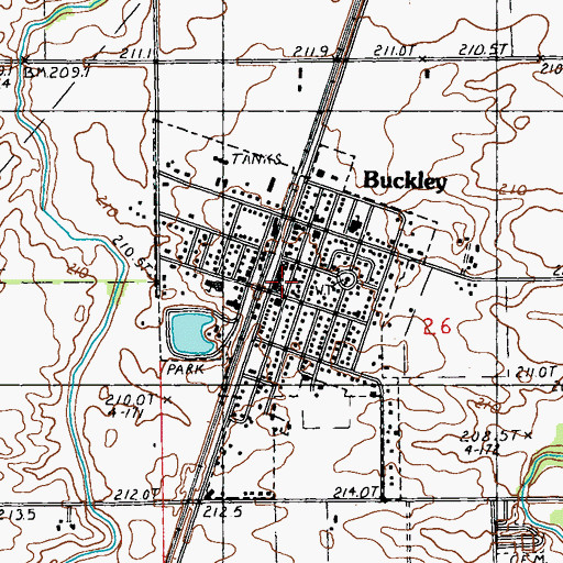 Topographic Map of Village of Buckley, IL