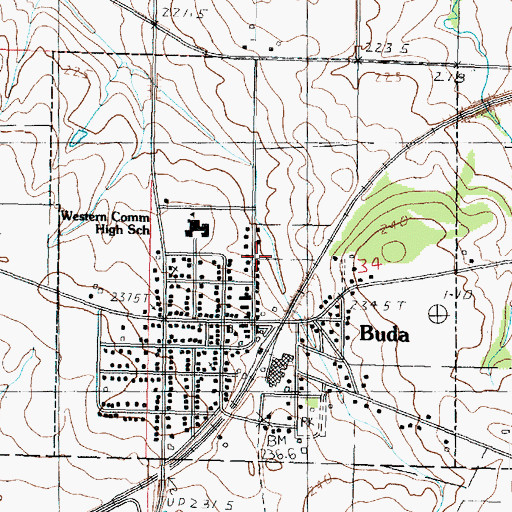 Topographic Map of Village of Buda, IL