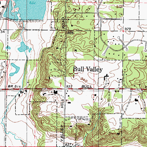 Topographic Map of Village of Bull Valley, IL