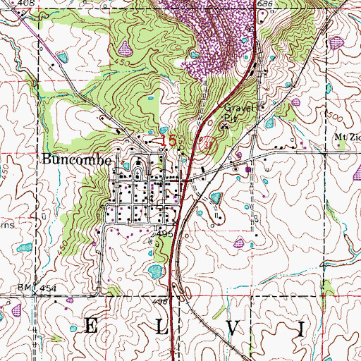 Topographic Map of Village of Buncombe, IL