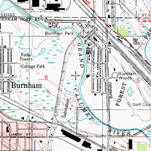 Topographic Map of Village of Burnham, IL