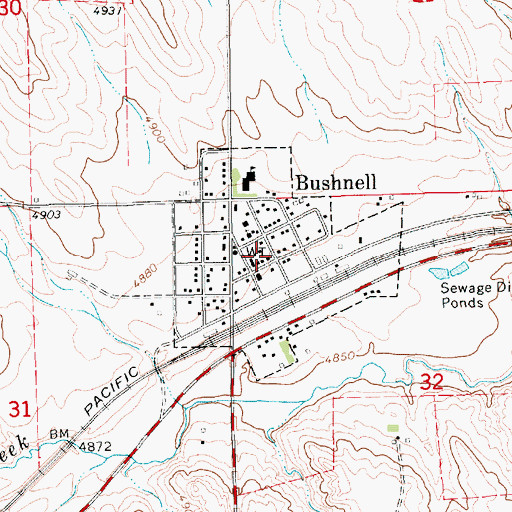 Topographic Map of Village of Bushnell, NE