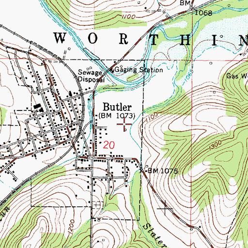 Topographic Map of Village of Butler, OH