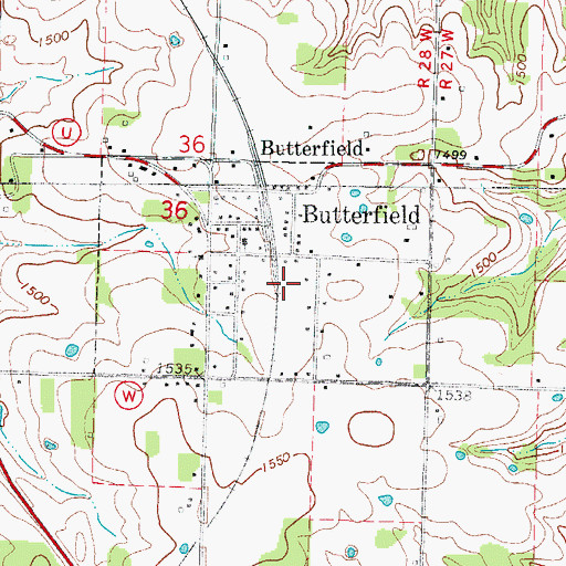 Topographic Map of Village of Butterfield, MO