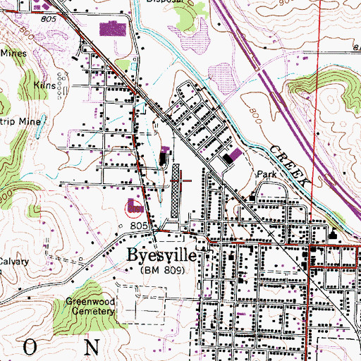 Topographic Map of Village of Byesville, OH