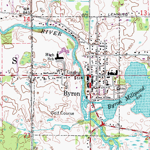 Topographic Map of Village of Byron, MI