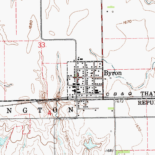 Topographic Map of Village of Byron, NE