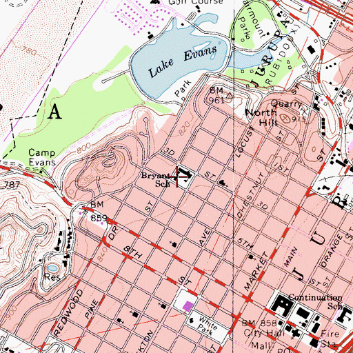 Topographic Map of Bryant Elementary School, CA