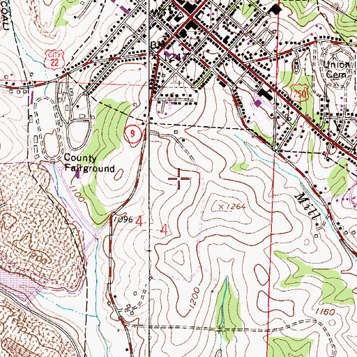 Topographic Map of Village of Cadiz, OH