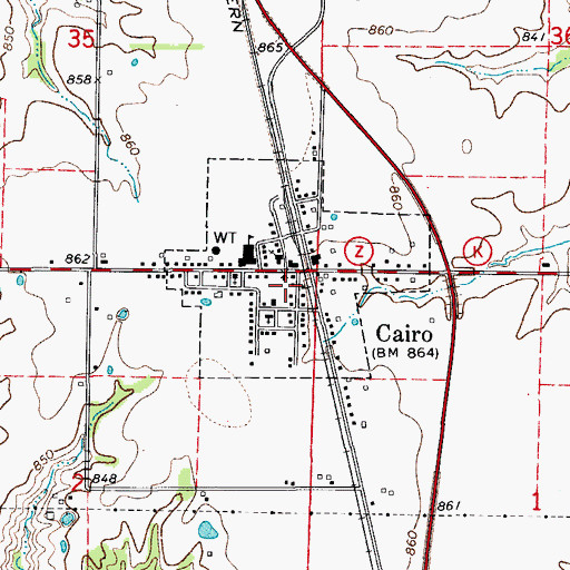 Topographic Map of Village of Cairo, MO
