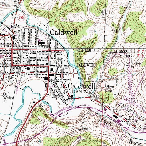 Topographic Map of Village of Caldwell, OH