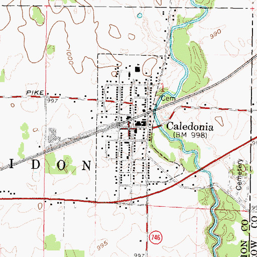 Topographic Map of Village of Caledonia, OH