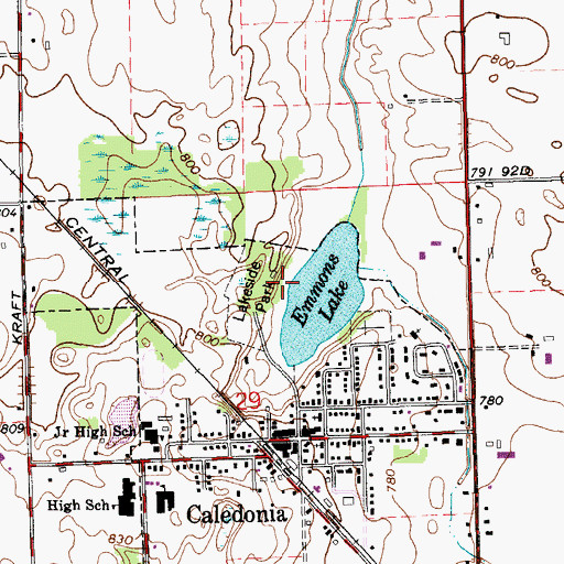 Topographic Map of Village of Caledonia, MI