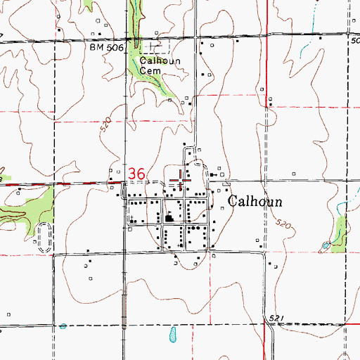 Topographic Map of Village of Calhoun, IL