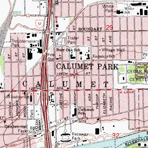 Topographic Map of Village of Calumet Park, IL