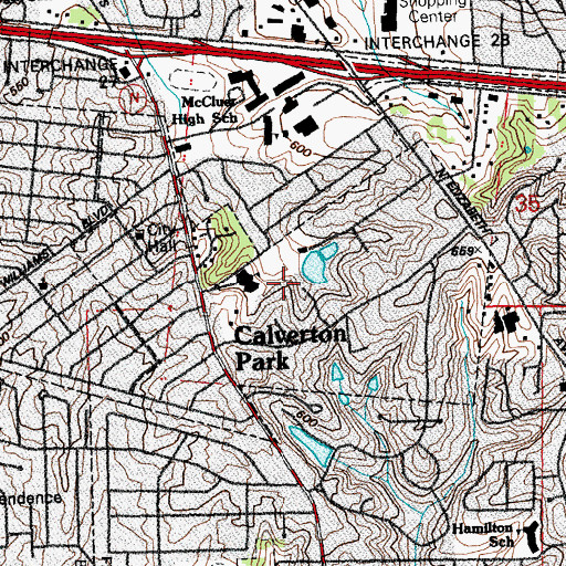 Topographic Map of City of Calverton Park, MO