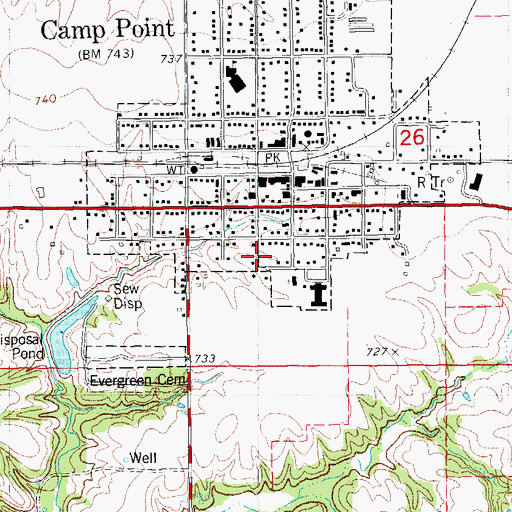 Topographic Map of Village of Camp Point, IL