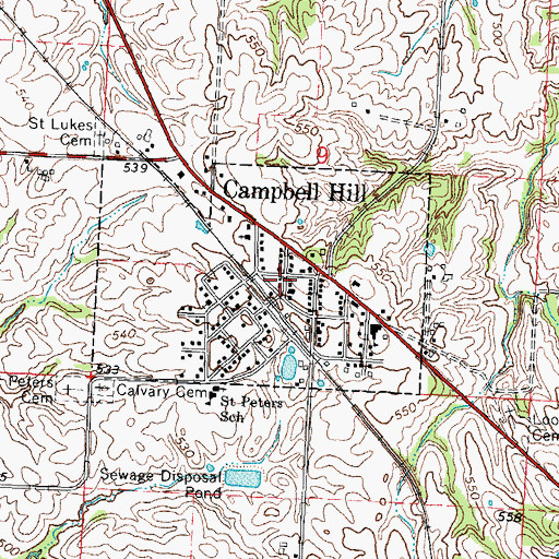 Topographic Map of Village of Campbell Hill, IL