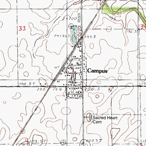 Topographic Map of Village of Campus, IL