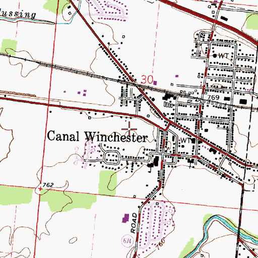 Topographic Map of City of Canal Winchester, OH