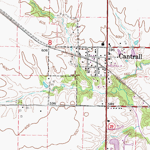 Topographic Map of Village of Cantrall, IL