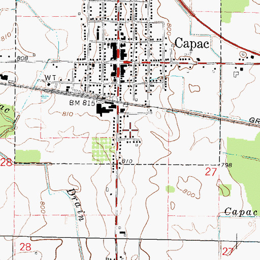 Topographic Map of Village of Capac, MI