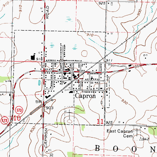 Topographic Map of Village of Capron, IL