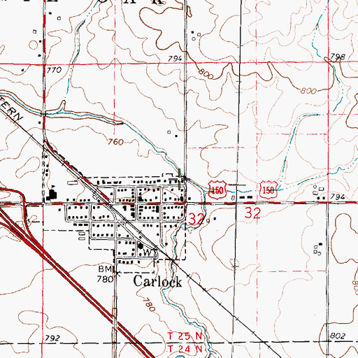 Topographic Map of Village of Carlock, IL