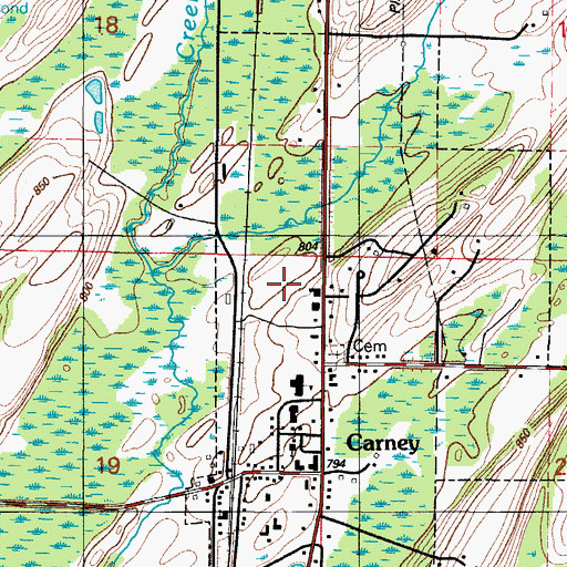 Topographic Map of Village of Carney, MI