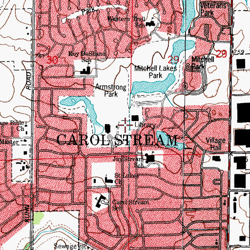 Topographic Map of Village of Carol Stream, IL