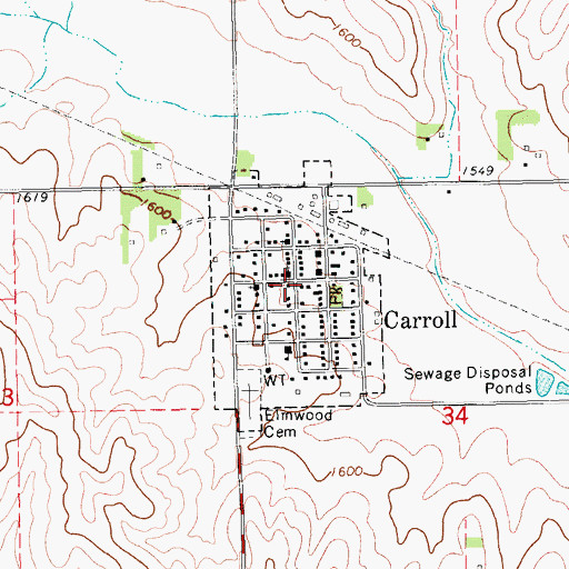Topographic Map of Village of Carroll, NE