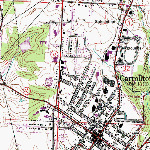 Topographic Map of Village of Carrollton, OH
