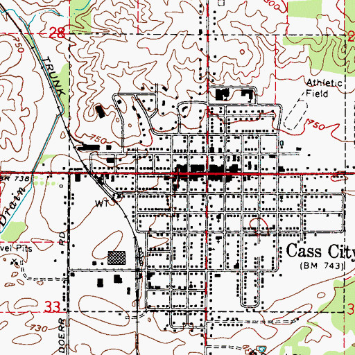 Topographic Map of Village of Cass City, MI