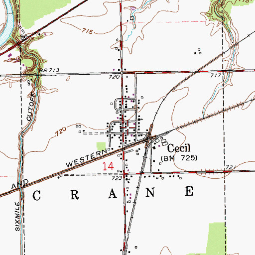 Topographic Map of Village of Cecil, OH