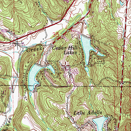 Topographic Map of Village of Cedar Hill Lakes, MO