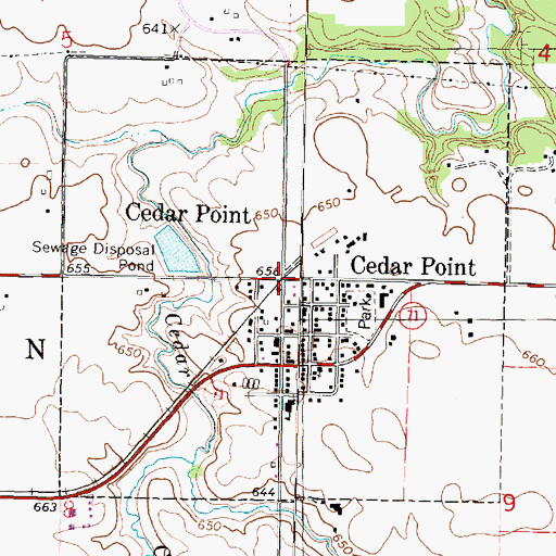 Topographic Map of Village of Cedar Point, IL