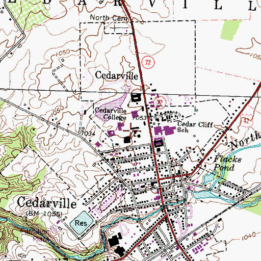 Topographic Map of Village of Cedarville, OH