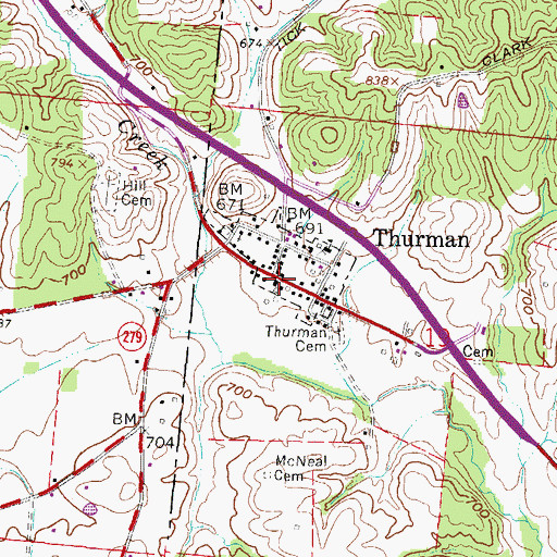 Topographic Map of Village of Centerville, OH