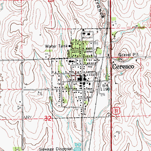 Topographic Map of Village of Ceresco, NE