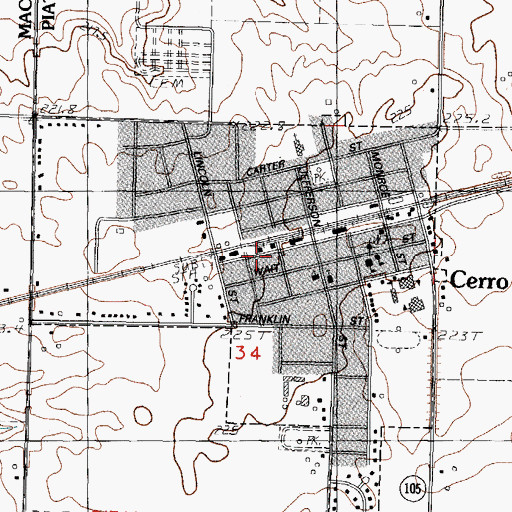 Topographic Map of Village of Cerro Gordo, IL