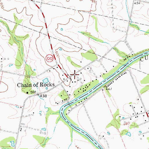 Topographic Map of Village of Chain of Rocks, MO