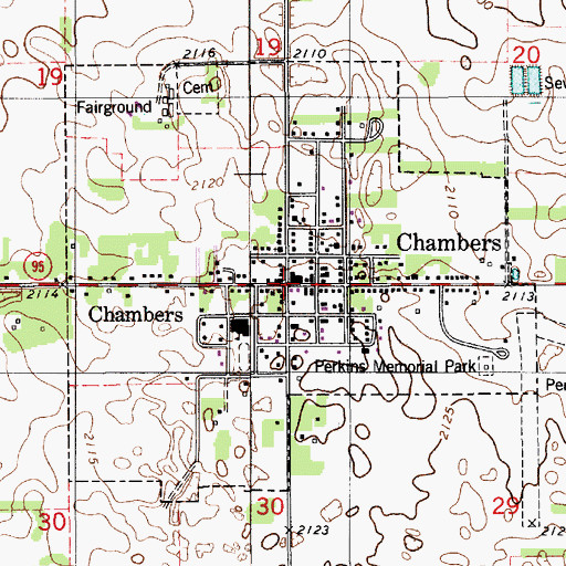 Topographic Map of Village of Chambers, NE