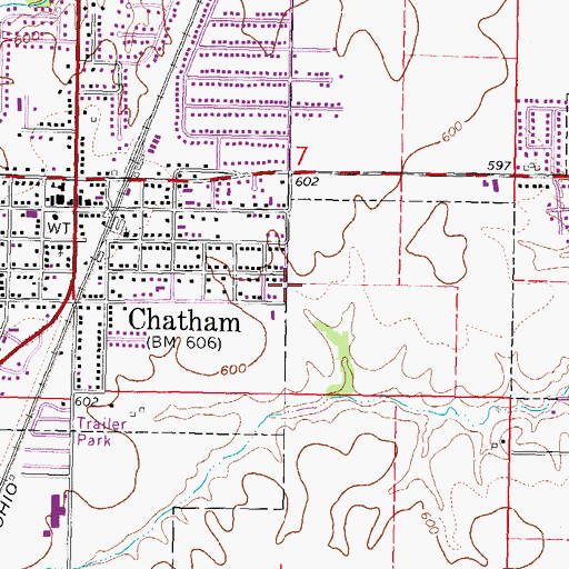 Topographic Map of Village of Chatham, IL