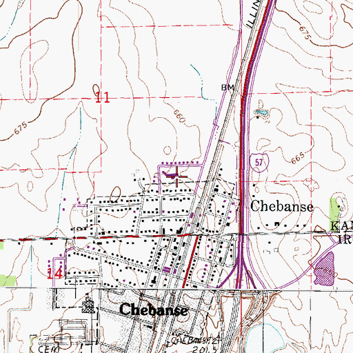 Topographic Map of Village of Chebanse, IL