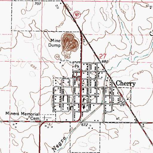 Topographic Map of Village of Cherry, IL