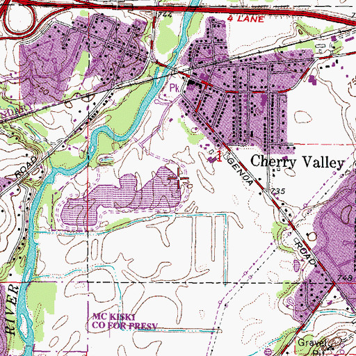 Topographic Map of Village of Cherry Valley, IL